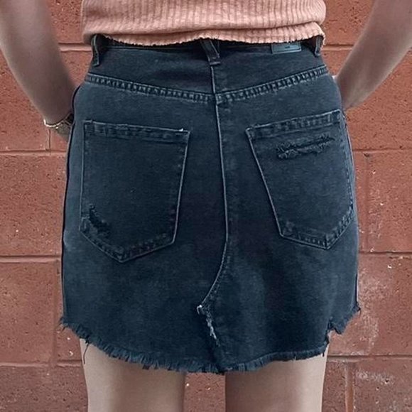 Free People Black Denim Mini Skirt - Picture 2 of 2